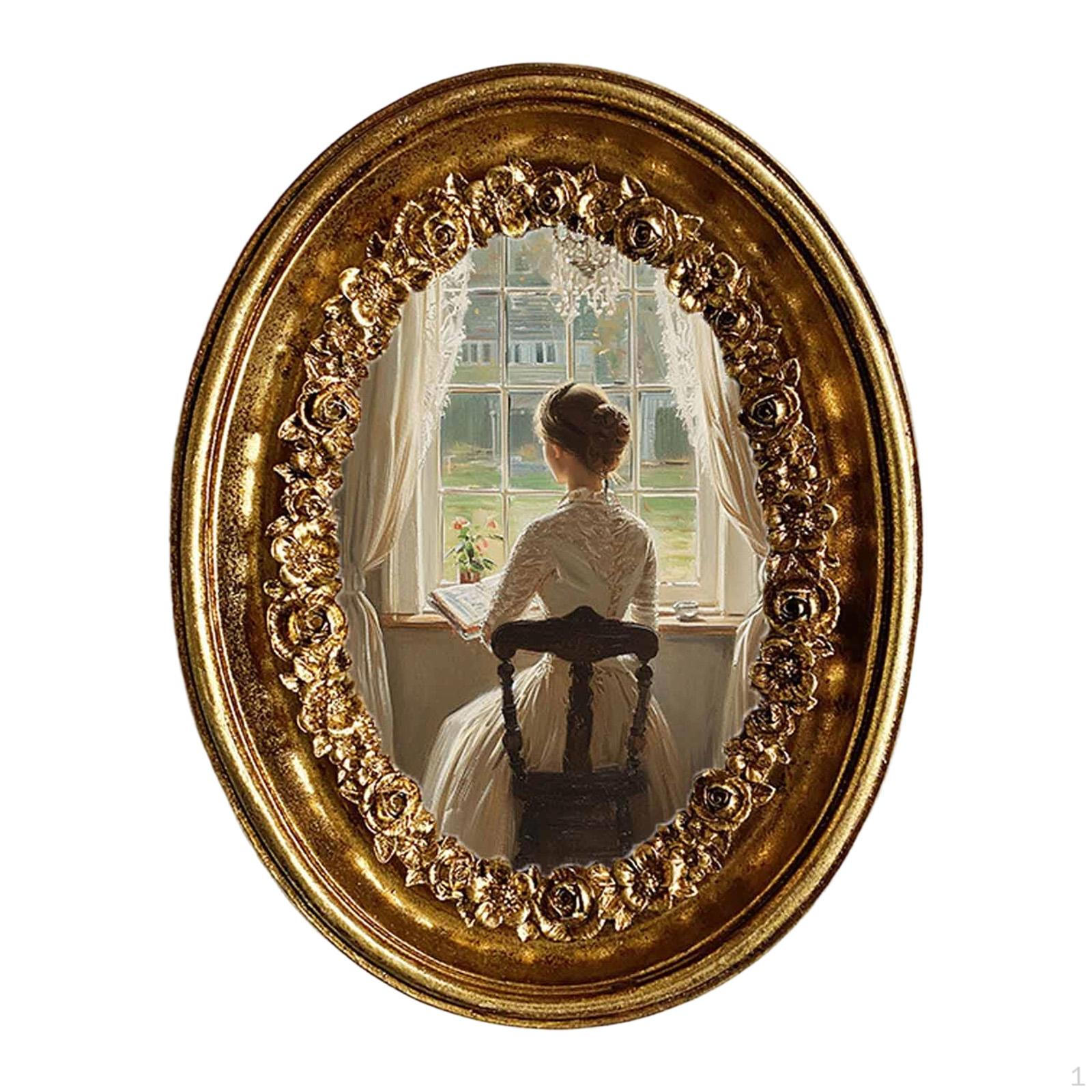 

Овальная фоторамка Дисплей для фото Ручная работа Домашний декор Настольное украшение Винтажный дизайн Орнаментальный