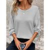 JPNTKY Women's Fashion Casual Solid Color Print Long Sleeve O-Neck Blouses & Shirts