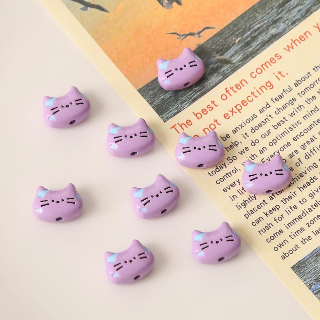 [12X9mm] 1pc Alloy Cat Beads Color Cute Kitten Beads Accessories DIY Jewelry Accessories
