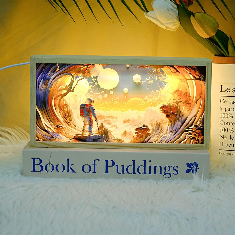 26cm/10.24in Cartoon Lamp Box Led Light Wooden Frame Anime Peripherals Acrylic Night Table Top Bedside Decoration Birthday Gifts