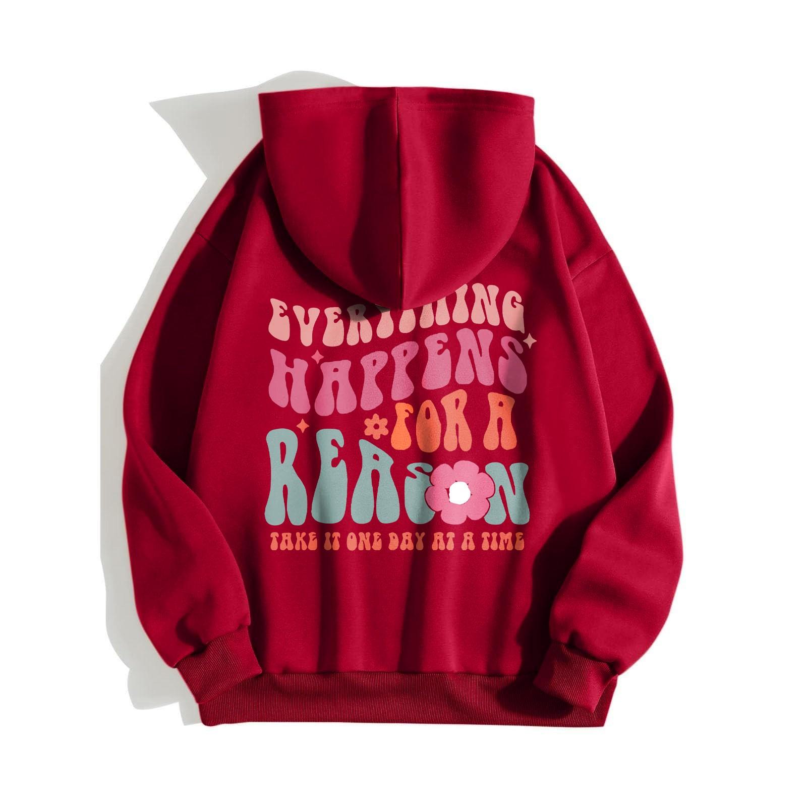 

Жіночі світшоти великого розміру Пуловери Толстовки Флісові светри Довгий рукав з кишенями Зимовий осінній одяг M червоний