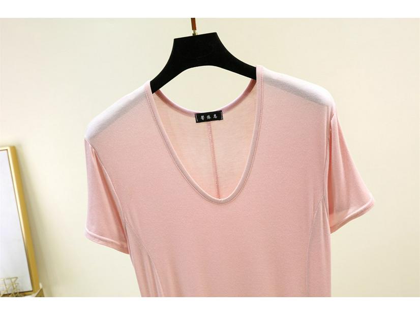 Modal V-Neck Plus Size Casual Long Dress - Women's Spring/Summer