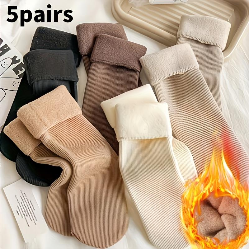 

Cozy Fleece Winter Socks 5-Pairs - Soft, Warm & Stretchy Unisex Socks in Earthy Tones. One Size