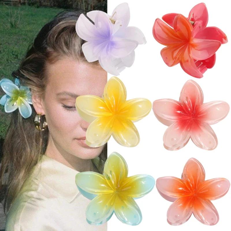 Fermaglio per Capelli Acrilico a Forma di Fiore Grande 8cm Sfumato per Donne Fermagli Dolci Pinze per Capelli Pinze a Granchio Mollette Accessori per Capelli Hawaiani
