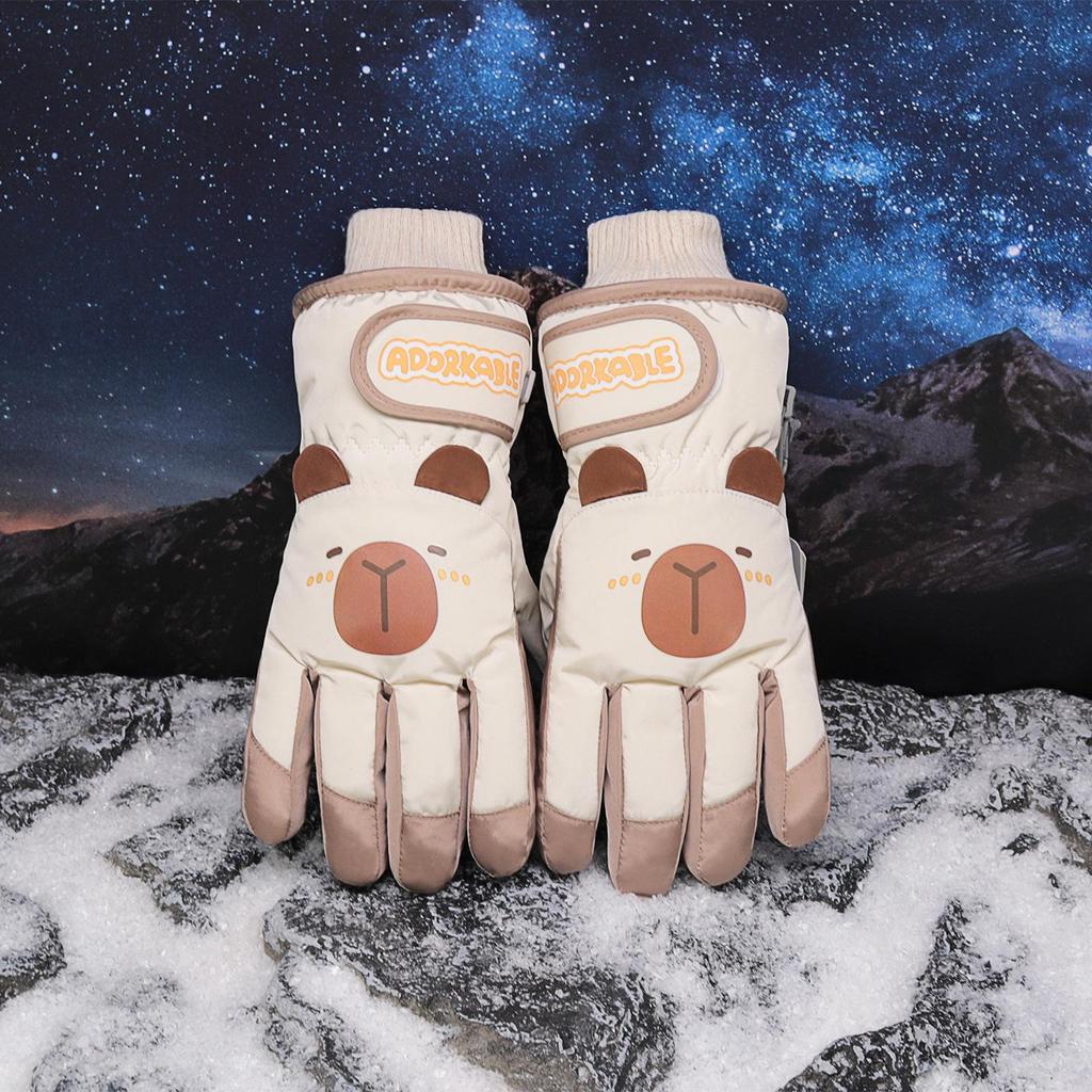 Capybara Kinder Winter Skihandschuhe - Wasserdicht, Winddicht, Warm, für Jungen, Mädchen und Teenager
