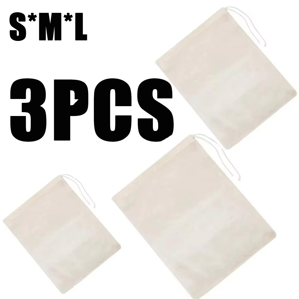 1/3pcs Reusable Cotton Food Filter Bag Drawstring Type Medicine Herbal Spice Strainer Soup Mesh Filter Kitchen Food Filter Bags