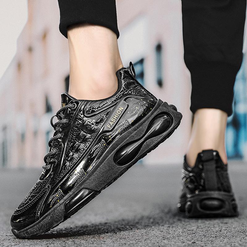 Men Fashion Leather Shoes Alligator Lines Sports Shoes Autumn Cushioning Sneakers Men Trendy Casual Jogging Running Shoes