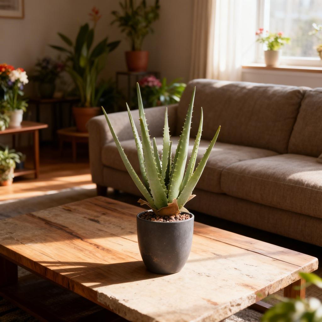 Sztuczna Aloes w Doniczce, 45 cm Wysokości, Zielony, Jak Żywa Dekoracja