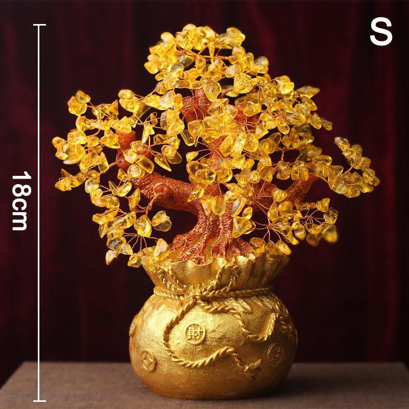 18cm Tall Mini Crystal Money Tree Bonsai Style Wealth Luck Tree Home Decor