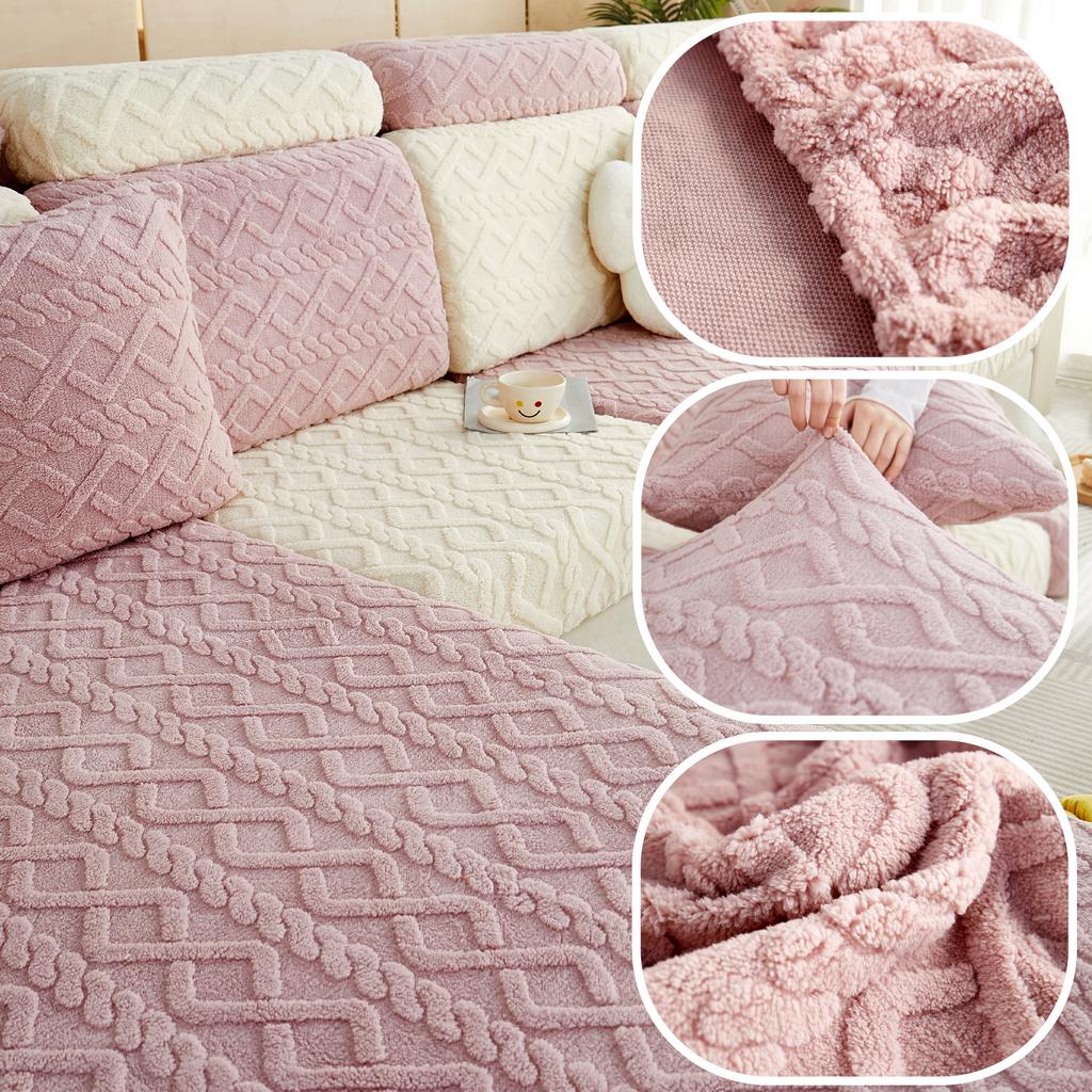 Thicken Taffel Velvet Seat Cushion Cover Elastic Jacquard Sofa Cover Adjustable Removable Furniture Protector For Pets Kids