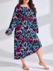 2025 European Plus Size Long Sleeve Butterfly Heart Leopard Print Nightgown