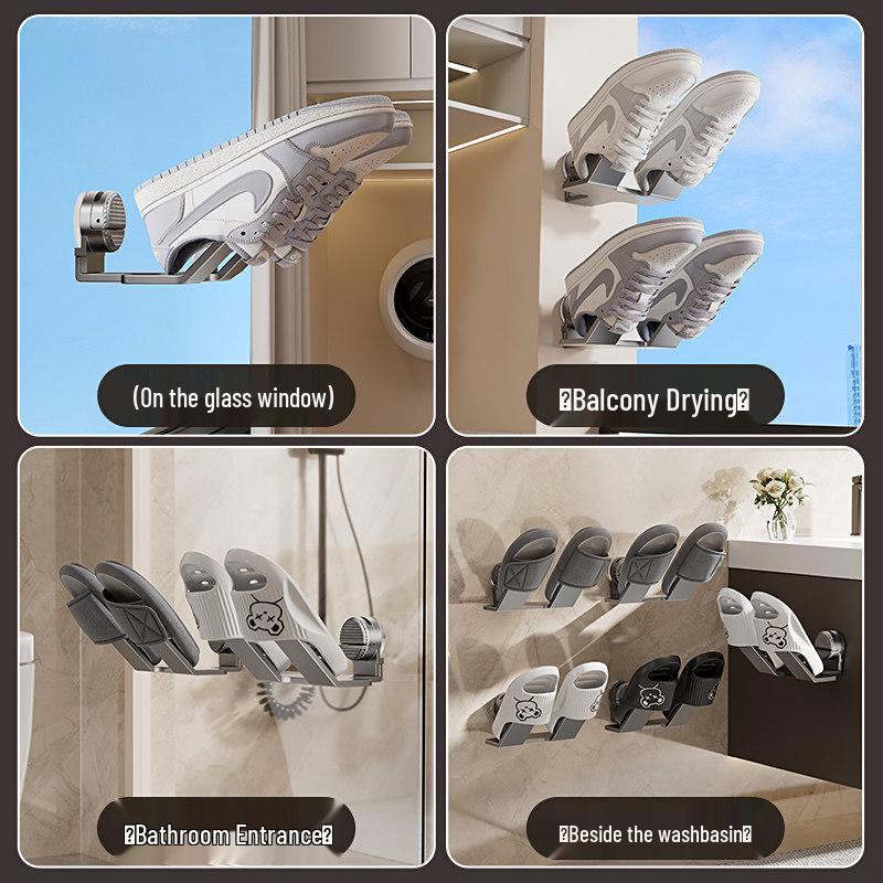Suction Cup Shoe Rack: No-Punch Balcony Sandal & Shoe Drying Solution