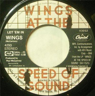 7inch Record WINGS  Let Em In 4293 Capitol Records 1976 US Rock Used