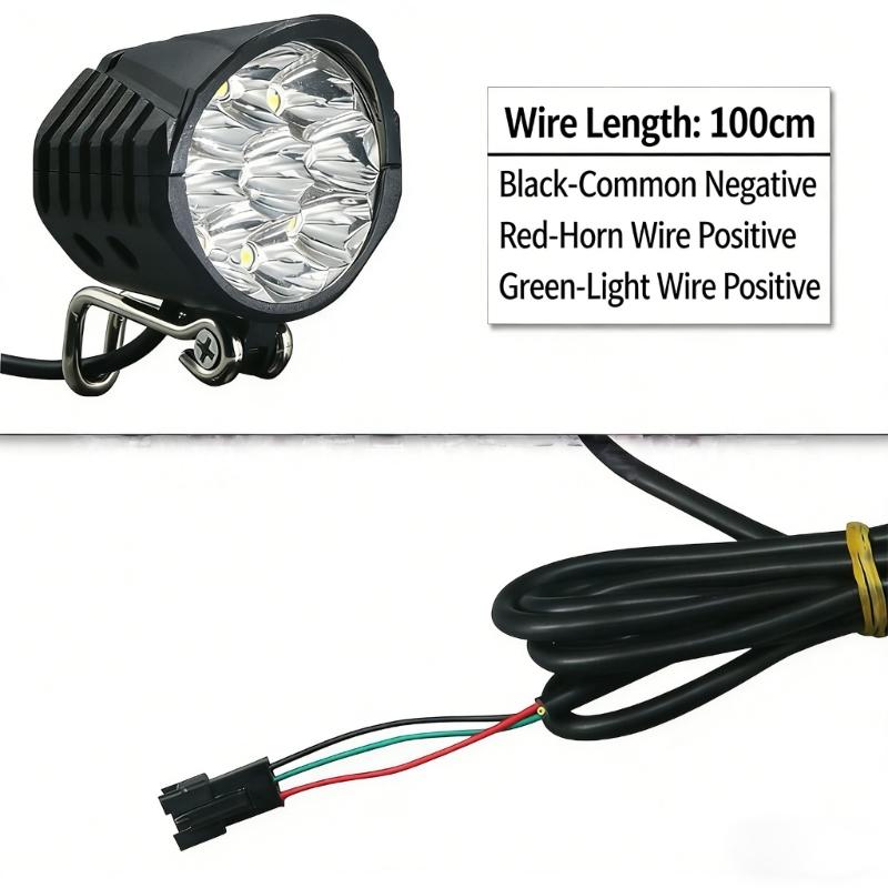 High Brightness Electric Bike Scooter Lamp with Horn Universals Electric Scooter LED Front Light Easy to Installation