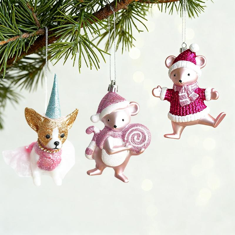 Christmas Tree Gloden Small Pendant Angel-Girls Five-Pointed Star Snowflake House Animal Hanging Ornament Xmas Tree Decoration