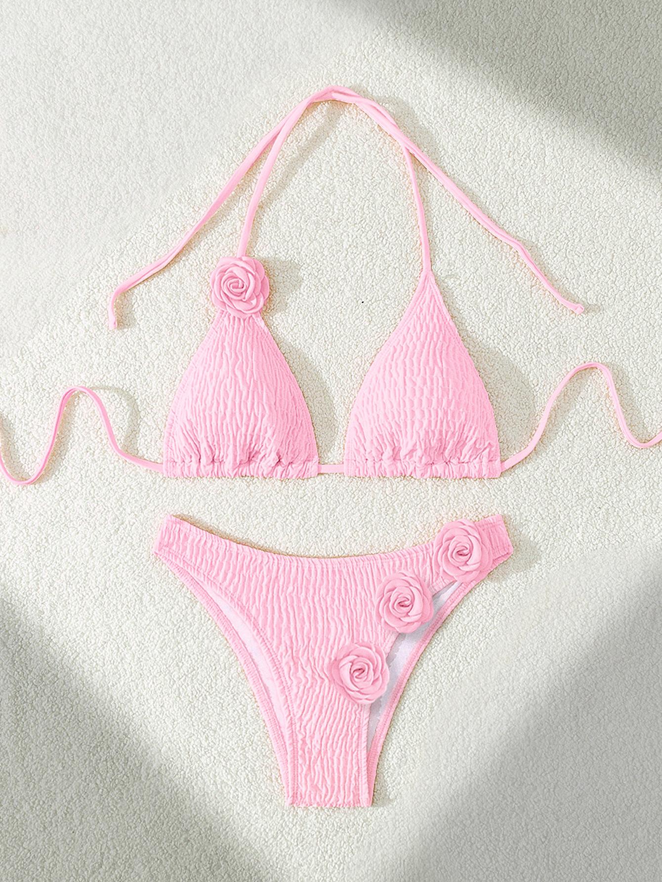 New Split 3D Three-Dimensional Flower Bikini Sexy Strap Swimsuit Women S Beachwear Swimsuit S