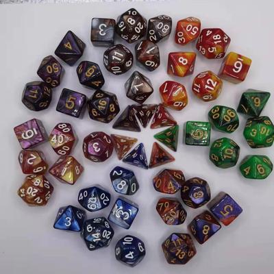 7-teiliges Set mit zweifarbigen polyedrischen Würfeln, Zahlenwürfel-Set, DND-Würfelset für TRPG-RPG, D20, D12, D10, D8, D6, D4, Brettspiel-Laufgruppen