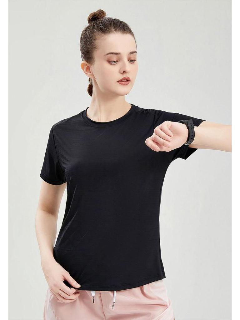 Women's Lightweight Quick-Dry Casual Sports T-shirt - Round Neck, Breathable, Comfortable, Short Sleeve, Customizable.