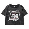 Simple Letter Printing Women Wash Short T Shirt Summer Breathable Tshirt Street Tees Casual Distress Retro Tops Female