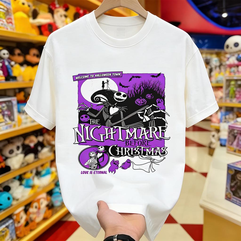 New Cartoon Nightmare Before Christmas Cartoon Graphic High Quality Print Womens Short Sleeve Loose Casual TShirt