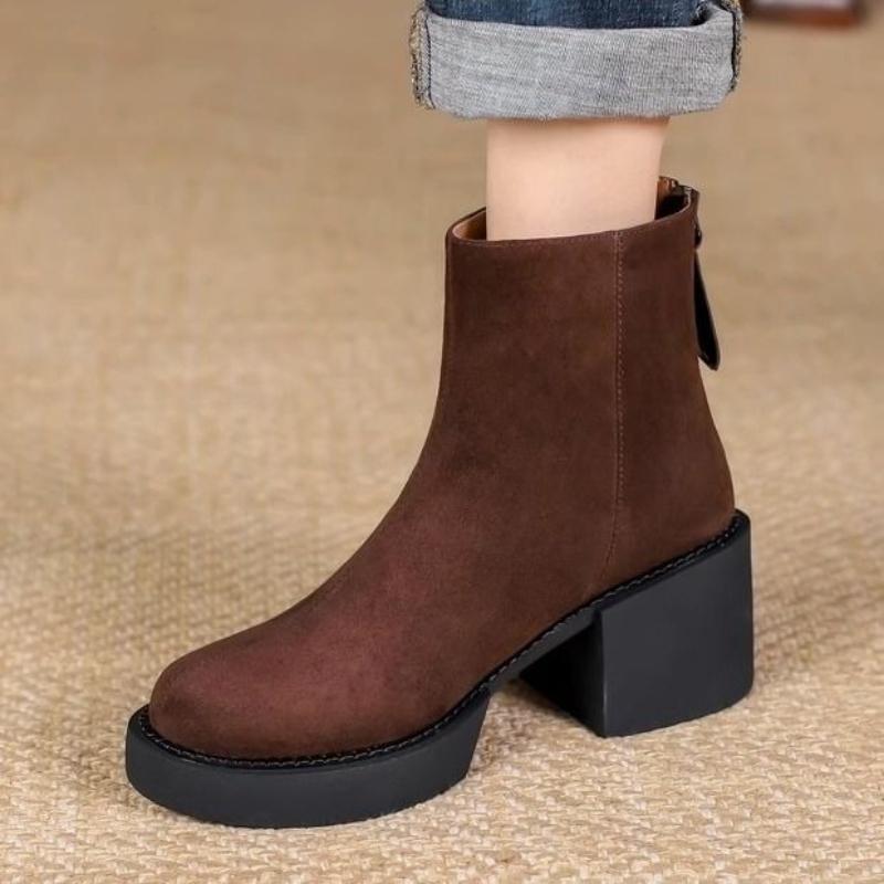 Fashion Booties Round Toe Winter Chunky Heel Warm High Quality Woman Short Shoes Designer Luxury New In Boot Hot Ankle Boots for Women