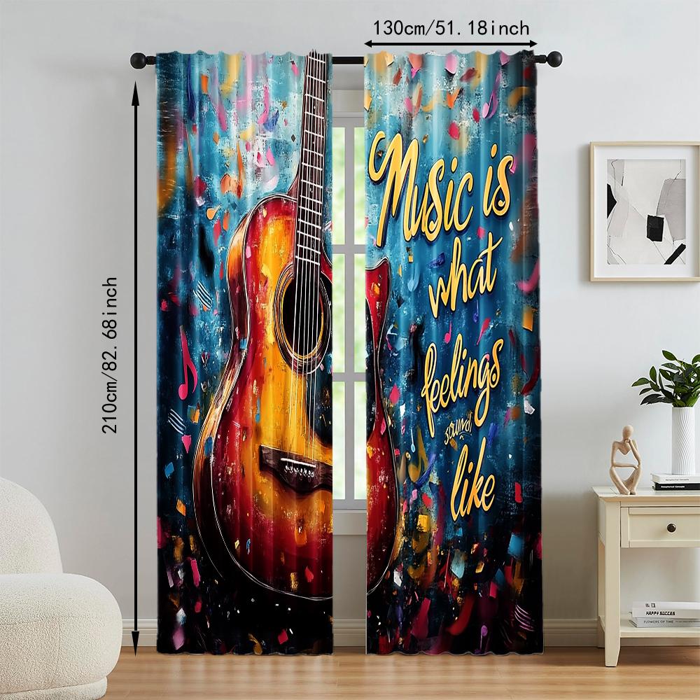 Set Of 2 Versatile Polyester Transparent Curtains Home Decoration Italian Music Festival Use Bedrooms Living Rooms Curtain Perfect For Area