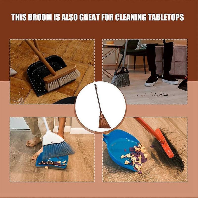 2pcs Mini Broom Set for Kids Toddler Natural Bamboo Broom with Hand Handle for Indoor Outdoor Sweeping Child Size Broom for Home and Kitchen