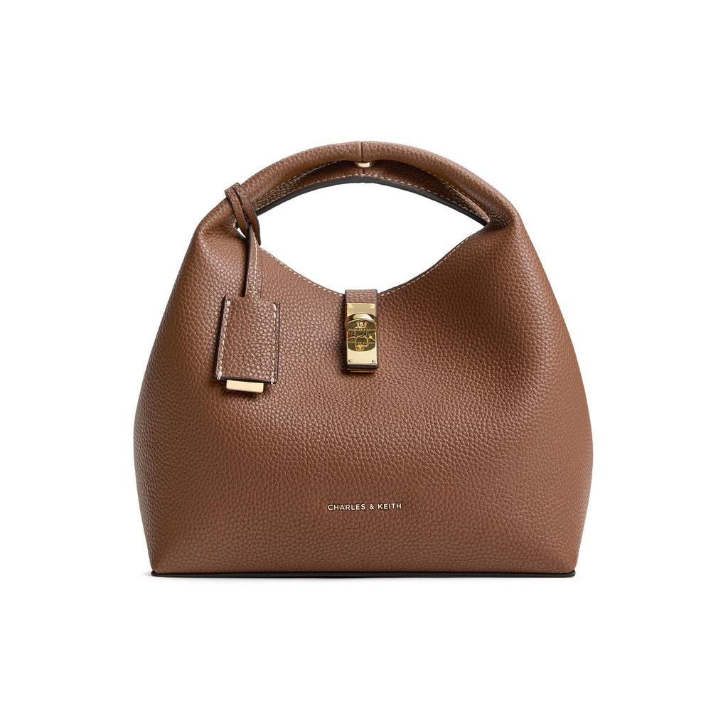 Charles & Keith Summer High-Value Popular Versatile Simple Elegant Commuter Tote Bag With Inner Pouch Synthetic Leather Bucket Bag CK2-10701618