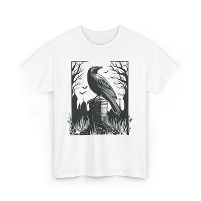 Gothic Raven Cemetery Shirt Edgar Allan Poe Goth Aesthetic Dark Academia Tee Macabre Crow Art Horror Gothic Gift Men Clothing