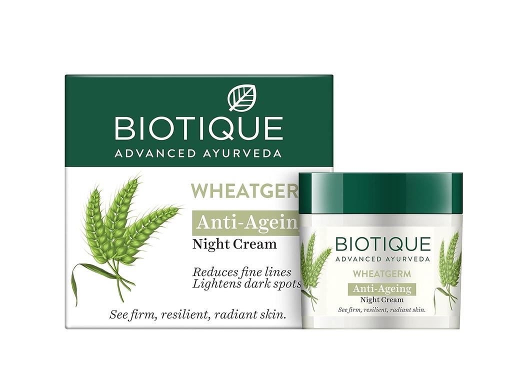 Biotique Wheat Germ Night Cream For Youthful Skin 50g | Anti-Ageing Moisturizer | Reduces Wrinkles & Dark Spots | 100% Natural