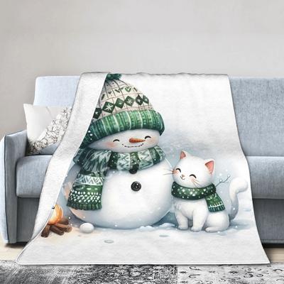 Christmas Snowman Plush Blanket Students  Flannel Throw Blanket For Outdoor Soft Warm Custom Quality Bedspread Gift Idea