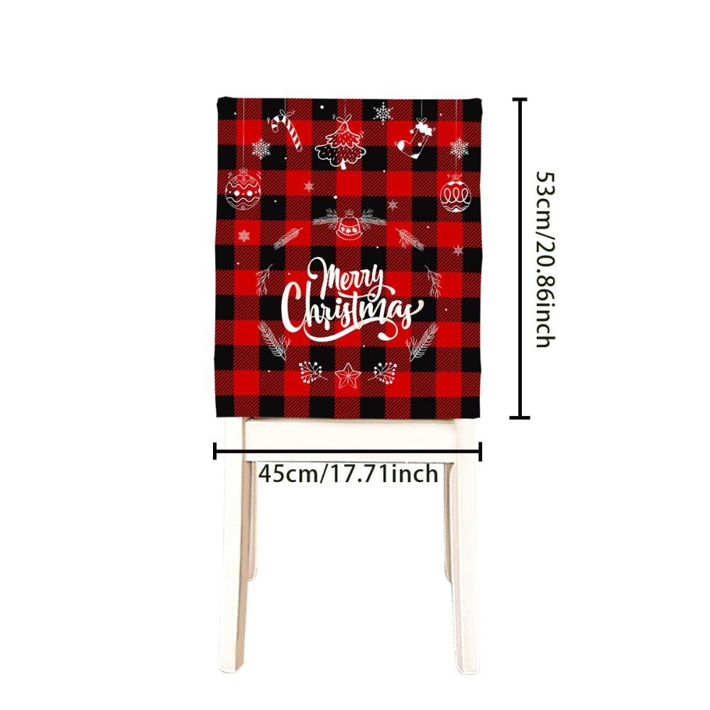 Snowman Christmas Chair Cover Elf Pattern Santa Claus Pattern Chair Back Cover Quick Easy Use Washable Dining Chair Cover