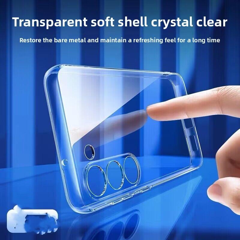 S25 For Galaxy Clear Back Case Cover And Tempered Glass Protector Screen