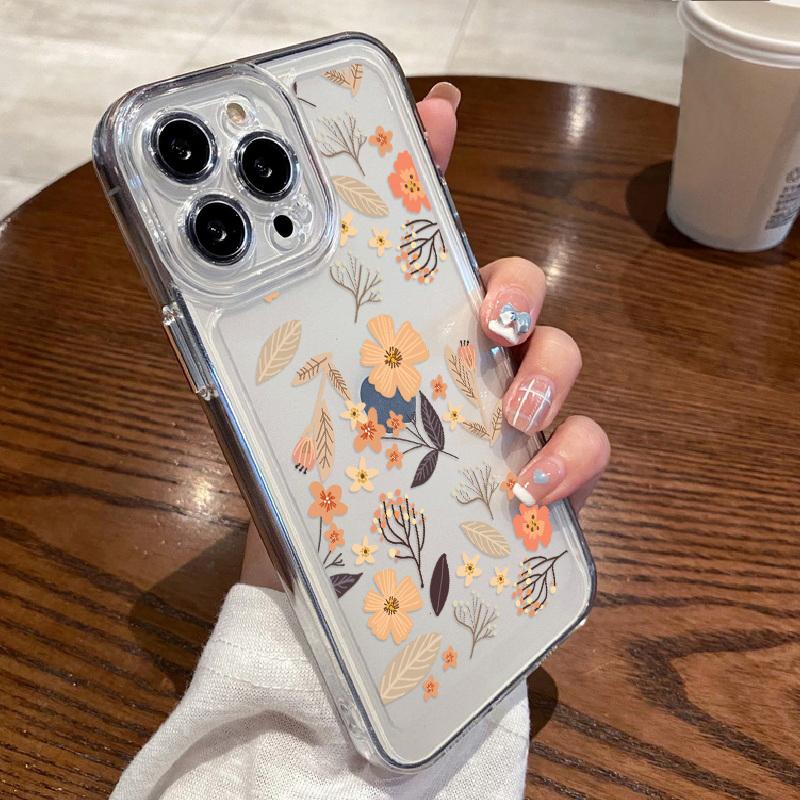 Clear Phone Cover All Inclusive Floral Case For Iphone 16 15 Plus 14 13 12 Mini 11 Xs Xr 7 Samsung S24+ S23 A54 Silicone Soft Butterflies Print Cover