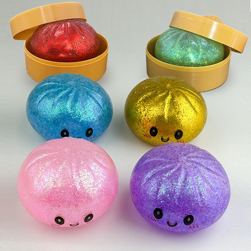 Scatola Misteriosa Raviolo Glitterato: 6 Palline Antistress Colorate Casuali, Giocattolo Sensoriale Estetico per Scrivania, Regalo Creativo Fidget per Ufficio