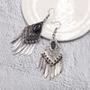 GemChic Women's New Vintage Rhomboid Natural Stone Long Tassel Fringe Earrings Ethnic Fashion Hook Earrings Birthday Christmas Jewelry Gift