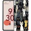 Phone Case For Google Pixel 8 A 7 6 Pro 6A 5G Black Soft Shockproof Back Cover Silicone TPU Shell Coque Cat-Printed