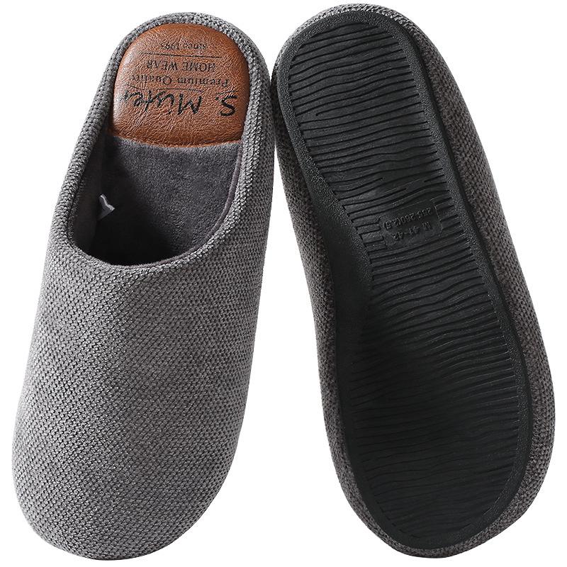 Chenille Men's Indoor Half-Covered Heel Non-Slip Cotton Slippers for Couples