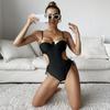 Womens One Piece Swimsuit With Underwire Support High Cut Backless Stretchy Solid Color Swimwear Pool Beach Vacation