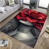 1PC Soft Polyester Rectangular Carpet with Red Rose and Woman Design, Washable for Living Room, Outdoor, Patio, Kitchen, Bedroom