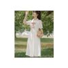 Summer New POLO Collar Waist Small Short-sleeved Dress Women's Bow Teaching Interview Medium and Long Dress