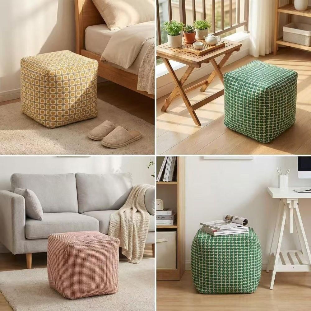 Large Capacity Square Pouf Cover Removable No Fillings Storage Leg Bench Non-Slip Minimalist Shoe-changing Stool Bedroom