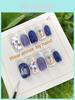 Blue And White Porcelain Vintage Style Handmade Tulip Pattern Nail Art Set For Women