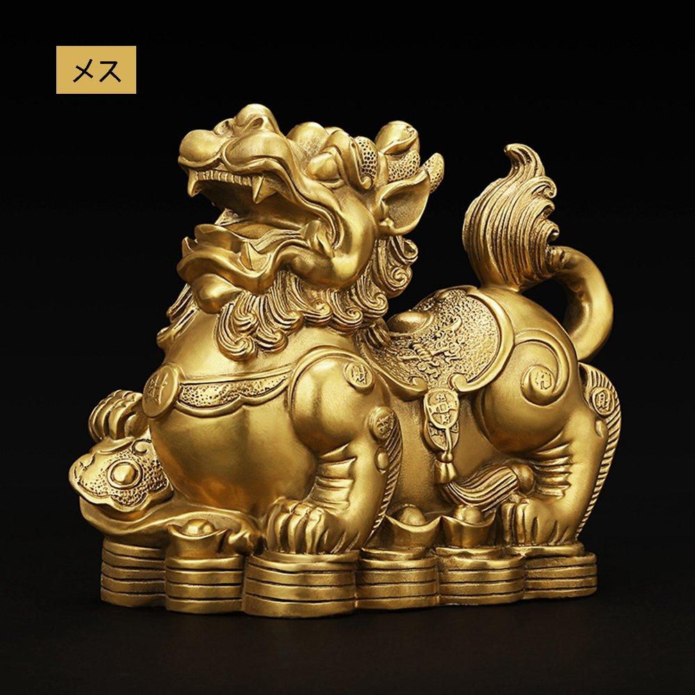 Pixiu (mythical creature) - Male and Female Pair - Copper - Feng Shui Charm - A Set of 2 - A Feng Shui Item for Attracting Wealth, Gambling Luck, and