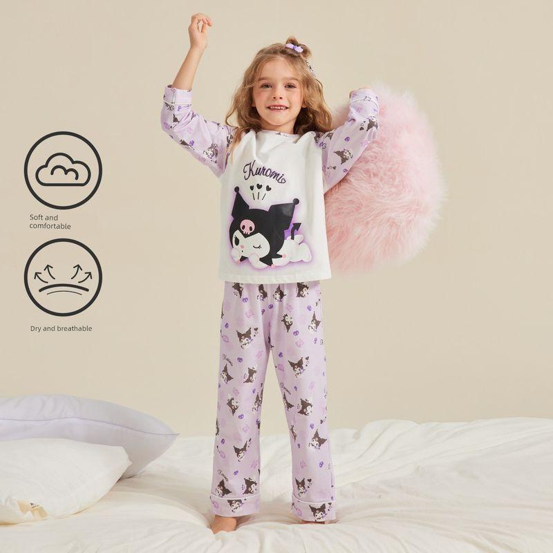 Coolomi Pajamas Girls  Pajamas and Pajama Pants Autumn Homewear Set 2025 New Medium and Large Children s Clothing Two-Piece Set Purple 160