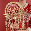 Double-Sided Round Fan for the Bride, High-End Finished Product for Wedding, Xiuhe Wedding Fan, Gift-Giving Chinese-Style Fan, DIY Finished Fan
