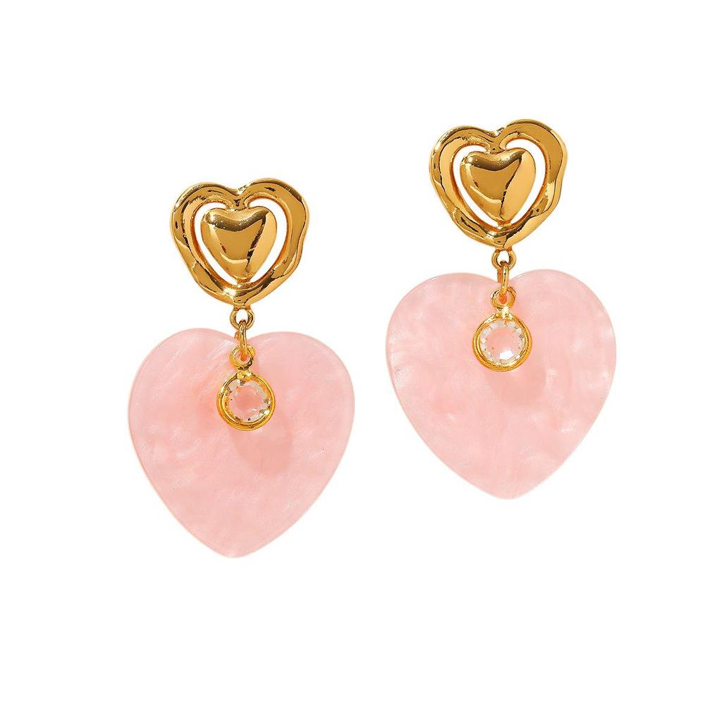 Stainless Steel Heart Cross Earrings - Fashionable Women's Light Luxury Studs