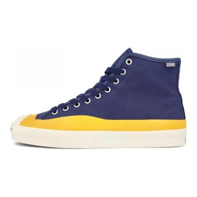 POP Trading X Jack Purcell Pro PTC Hi Anti-Slip and Abrasion Resistant High-Top Board Shoes Unisex Blue and Yellow