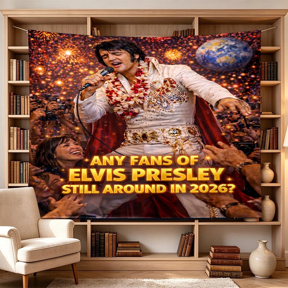 Elvis Neon Sign Versatile Wall Hanging Blanket, Home Backdrop for Wedding, Party and Video Shooting,Perfect Gift