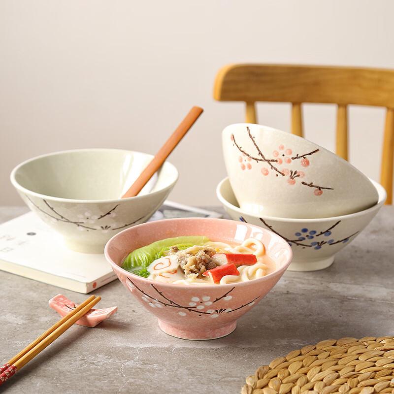 Japanese Style Underglaze Ceramic Noodle Bowl